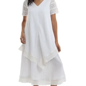 Takasami Double White Maxi Boho Dress Size M/L